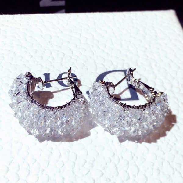 New Fashion Silver Needle Earrings Super Set With Rhinestones