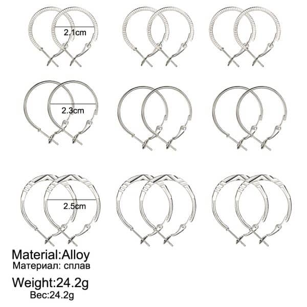 Korean Retro Earrings Set Fashion Ear Ring 9 Pairs Combination Set Ear Rings