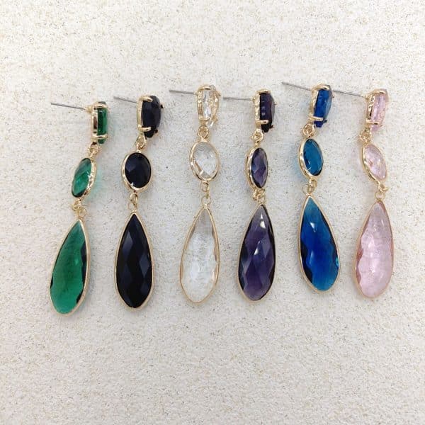 Drop-shaped Crystal Glass Jewelry Long Earrings