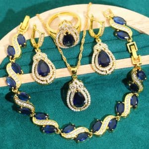 Anti-allergy Zircon Bracelet Necklace Earring Ring Ornament Suit