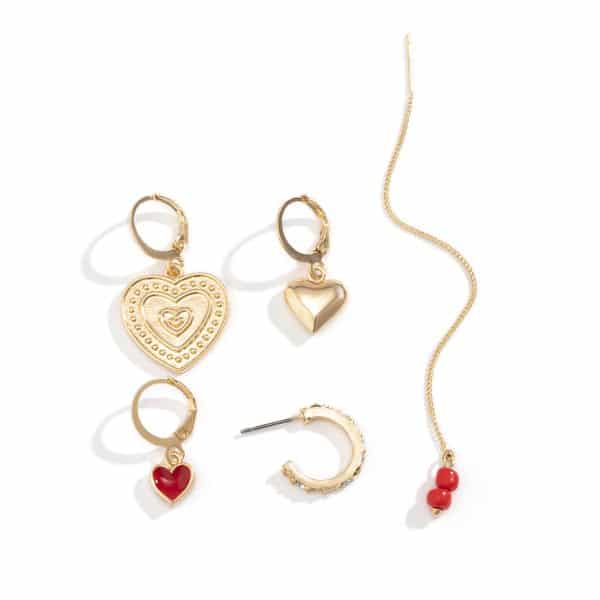 Fashion Drop Nectarine Heart Metal Set Earrings