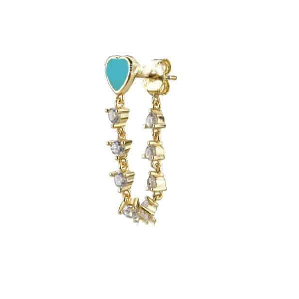S925 Silver Needle Tassel Set With Diamond Heart Love Drops Glue Earrings Ornaments