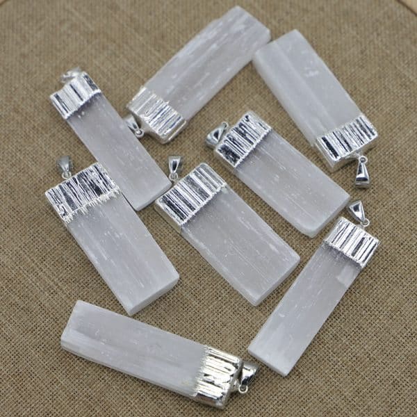 Gold Silver Natural Stone Gypsum Brimmed Pendant