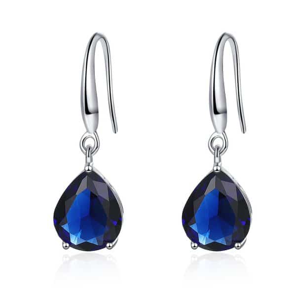 Zircon Water Drop Earrings Women's Simple Royal Blue
