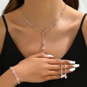 Fashion Elegant Wedding Bridal Gown Photography Jewelry Earrings Necklace, Bracelet Set