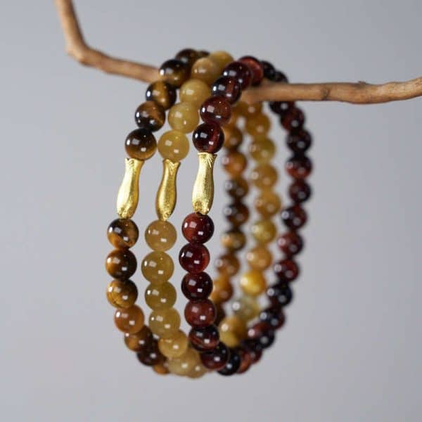 Tigereye Small Fish Pendant Handmade Beaded Bracelet