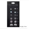 Retro earrings set combination Elephant triangle earrings 6 pairs of earrings combination card set