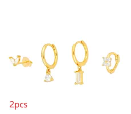Geometric Horse Eye Flower Zircon Temperament Stacked Ear Accessories Set