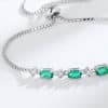 Elegant Egg-shaped S925 Silver Cultivation Emerald Bracelet