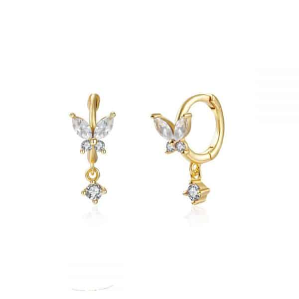 S925 Silver Needle Set Zircon Butterfly Earrings