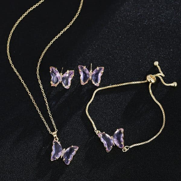 New Butterfly Necklace Jewelry Set
