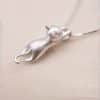 Cute Sandblasted Cat Sterling Silver Necklace Set