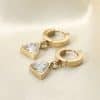 Triangular Zircon Drop Hoop Earrings