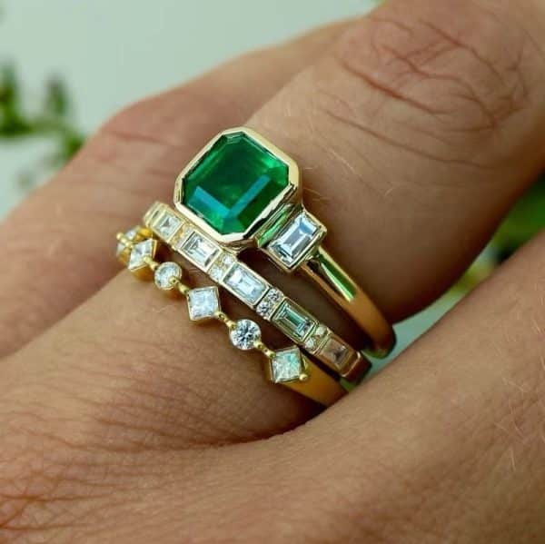 Fashion Alloy Inlaid Zircon Grandmother Green Treasure Ring