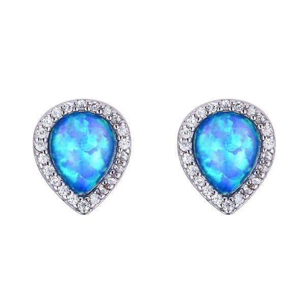 Drop Shape Blue Opal Opal Stud Earrings Cute Girl Drop-shaped Earrings