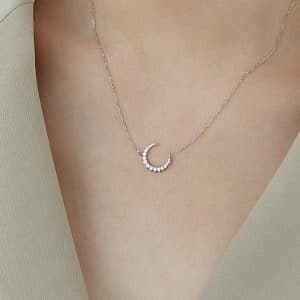 Women's Crescent Zircon S925 Sterling Silver Necklace