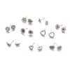 Women's Fashion Love Wings Flower Earrings 9 Piece Set