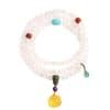 Blue Light Glass Moonstone 108 Prayer Beads Jewelry Women's Beeswax Bracelet