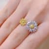S925 Sterling Silver Ins Double Open Yellow Diamond Ring