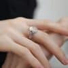 White Chalcedony Vintage Ring Versatile Personality