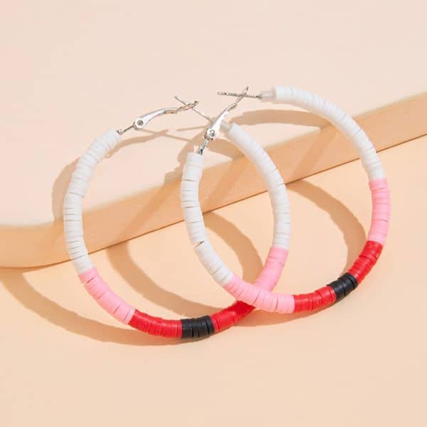 Bohemian  Color Circle Pottery Clay Earrings Handmade Soft Pottery Earrings Cross-border Hot Sale Earrings