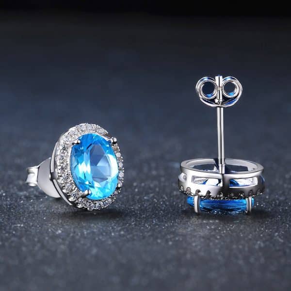 925 Sterling Silver Light Luxury Colored Gems Jewelry Suit Natural