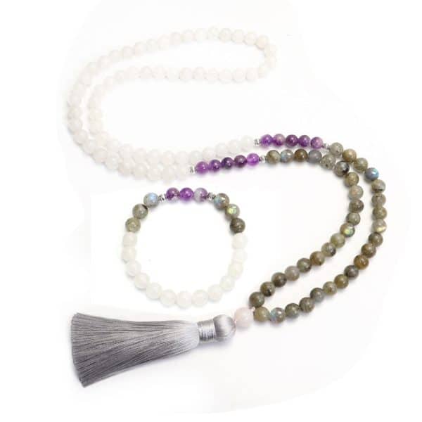 Bohemian Necklace 108 Glitter Stones Amethyst Lantern