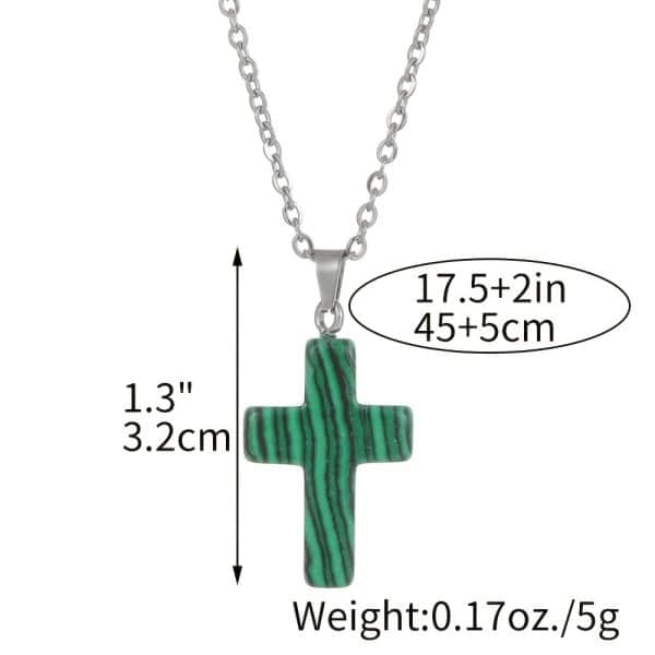 Natural Stone Agate Stone Cross Pendant Necklace