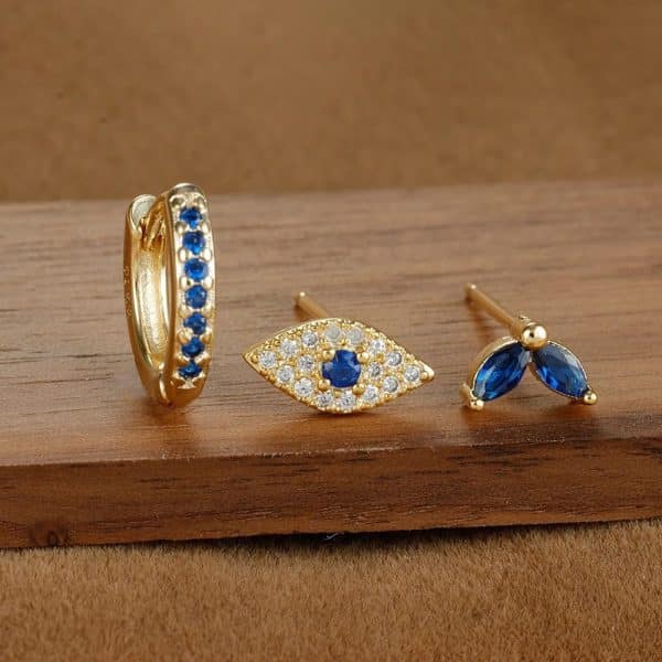 Lady Temperament Trendy Earrings Buckle Stud 3-piece Set
