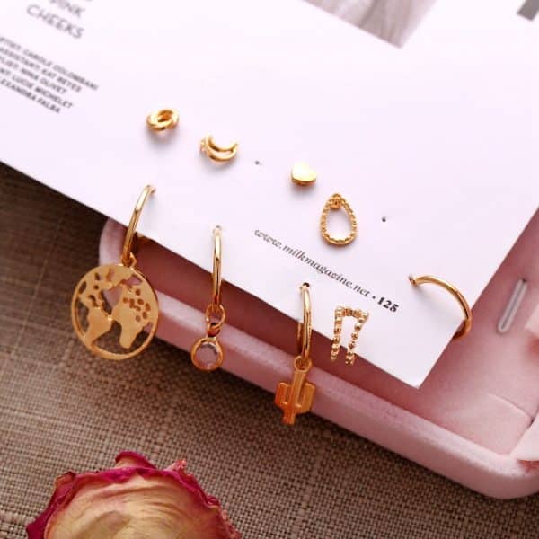 Lady Map Cactus Love Ear Studs Set