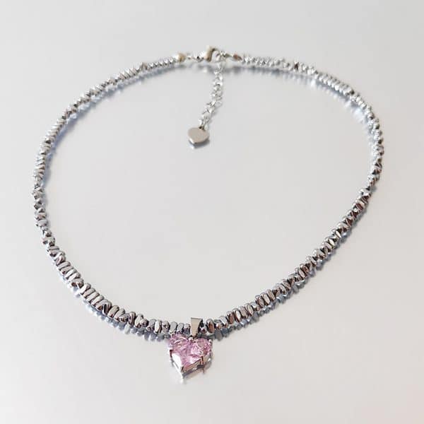 Super Copper Inlaid Zircon Love Pendant Necklace Summer Irregular