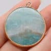 Natural Stone Gem Amazonite Round Pendant Handmade Craft DIY