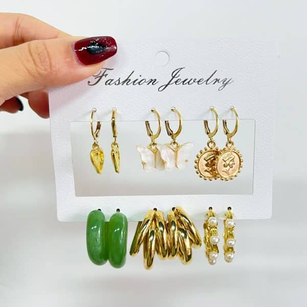 Butterfly Pearl Earring Set Combination Fashion