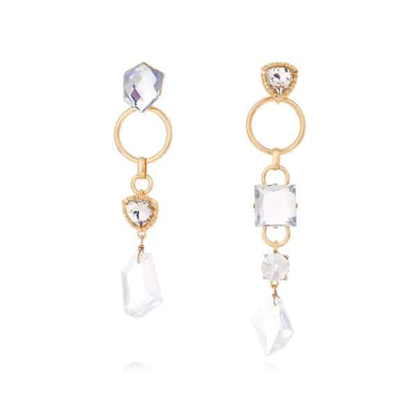 Asymmetric Long Drop-shaped Rhinestone Earrings