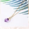 Amethyst Rough Stone Gold Plated Pendant Necklace Simple Style Ladies Jewelry Clavicle Chain