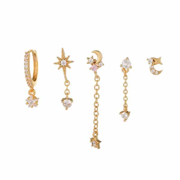 Women's Fashion Star Moon Element Earrings Set