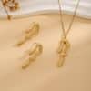 Geometric Leaves Texture Flower Love Heart Earrings And Necklace Set