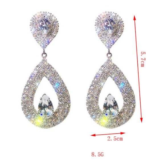 Women's Shiny Diamond-encrusted Drop Earrings
