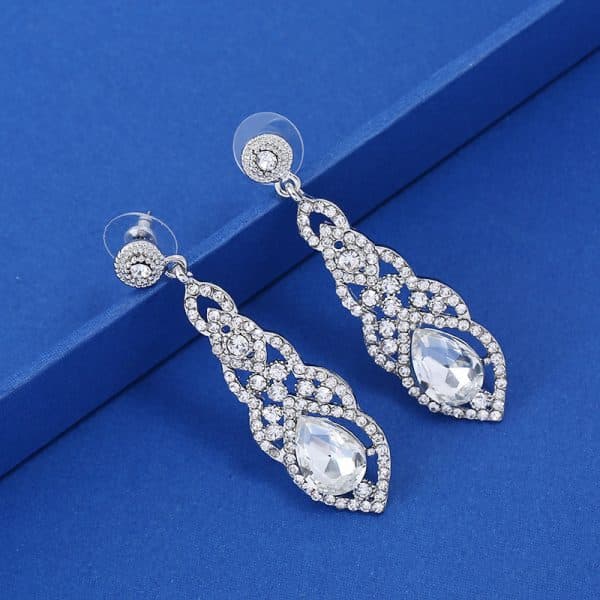 Alloy Diamond Drop Shape Pendant Stud Earrings