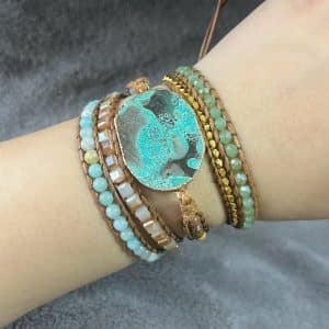 European And American Retro Natural Ocean Stone Multi-layer Winding Bracelet