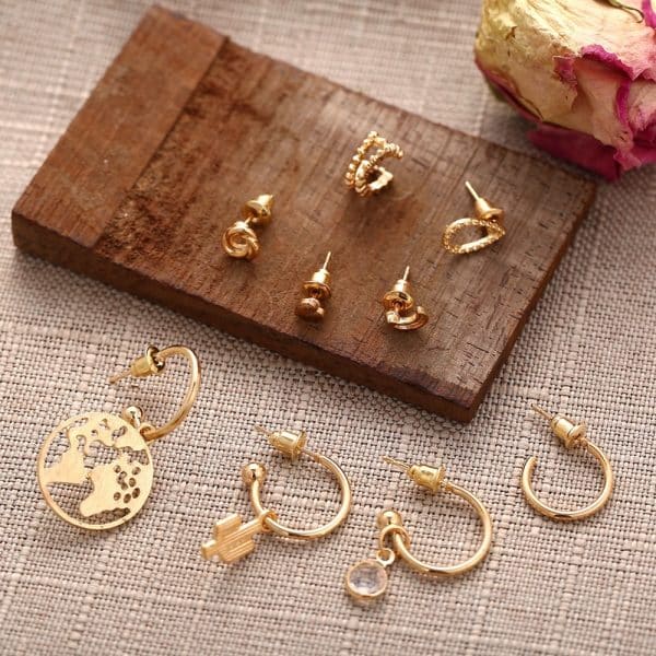 Lady Map Cactus Love Ear Studs Set
