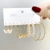 Women's Jewelry Fashion Personality Pearl Butterfly Ear Studs 5-Piece Set