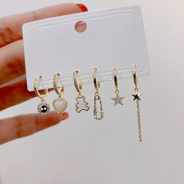 6 Piece Set Ear Buckles Fits Two AB Asymmetric Earrings Ear Bone Buckles