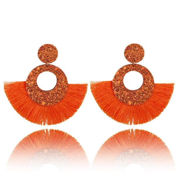 Bosnian Style Cotton Tassel Drop Earrings