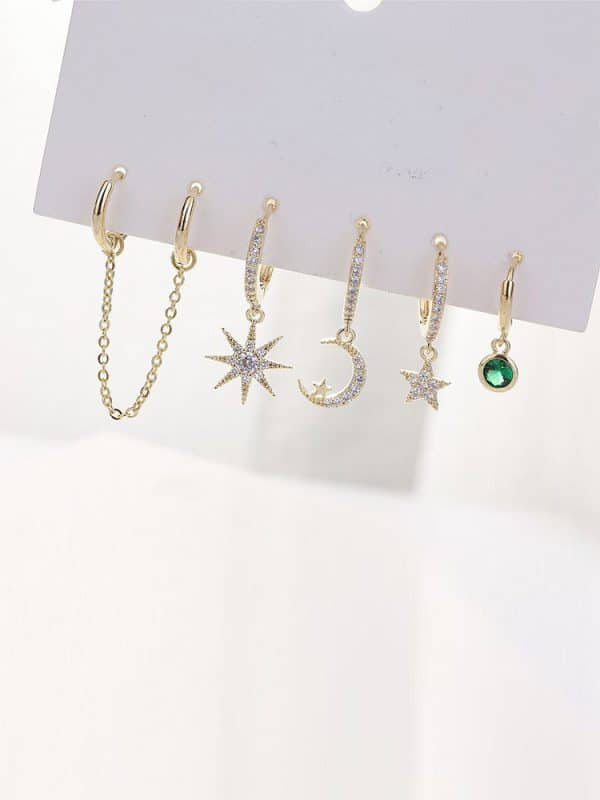 Moon Star Set Ear Clip Earrings