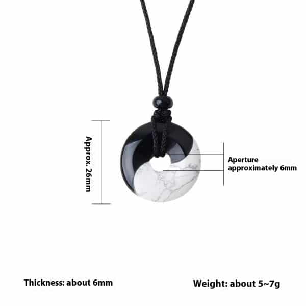 Eight-diagram-shaped Black Silk Turquoise Stitching Peace Buckle Necklace
