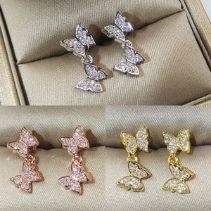 Bow-set diamond earrings