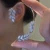 Willow Leaf Front And Back Removable Micro-set Zircon Tree Earrings