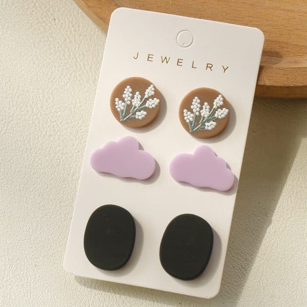 Girls Clay Texture Acrylic Earrings Set