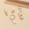 Trendy Mix And Match Geometric Square Brand Lock Set Earrings